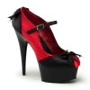 DELIGHT-679 Red/Black Satin, Size 6